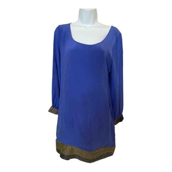 By Smith New York Silk Blue/Purple Long Sleeve Dress  4 - Picture 1 of 8